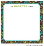 Prints Charming Notepads - Blue and Green Paisley Border on Brown