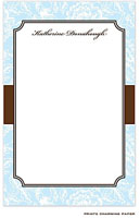 Prints Charming Notepads - Blue Floral Damask on Brown