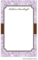 Prints Charming Notepads - Purple Floral Damask on Brown