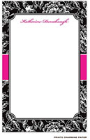 Prints Charming Notepads - Black Floral Damask on Hot Pink