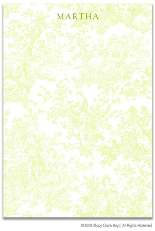 Stacy Claire Boyd Stationery - Summerland Toile - Green (Padded Stationery)