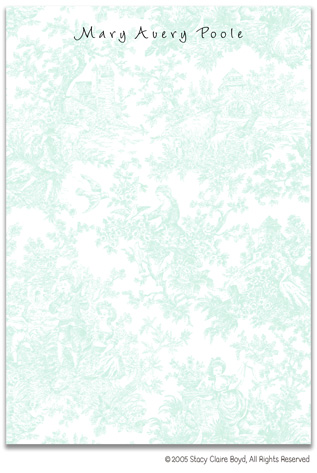 Stacy Claire Boyd Stationery - Summerland Toile - Blue (Padded Stationery)