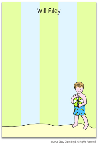 Stationery by Stacy Claire Boyd - Beach Boy (Padded Stationery)