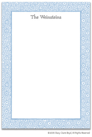 Stacy Claire Boyd Stationery - Blue Scattered Flowers (Padded Stationery)