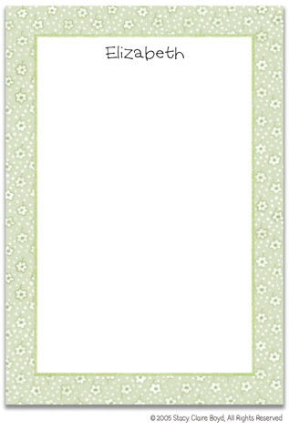 Stacy Claire Boyd Stationery - Green Scattered Flowers (Padded Stationery)