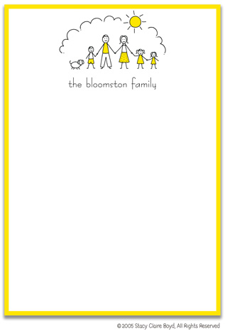 Stacy Claire Boyd Stationery - Sunshine Family - Boy, Girl, Girl (Padded Stationery)