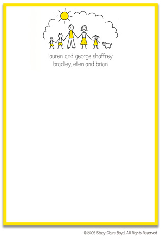 Stacy Claire Boyd Stationery - Sunshine Family - Girl, Boy, Boy (Padded Stationery)