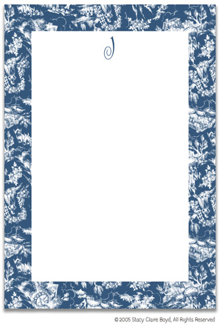 Stacy Claire Boyd Stationery - Country Cottage Toile - Bluebell (Padded Stationery)