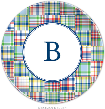 Boatman Geller - Personalized Melamine Plates (Madras Patch Blue)