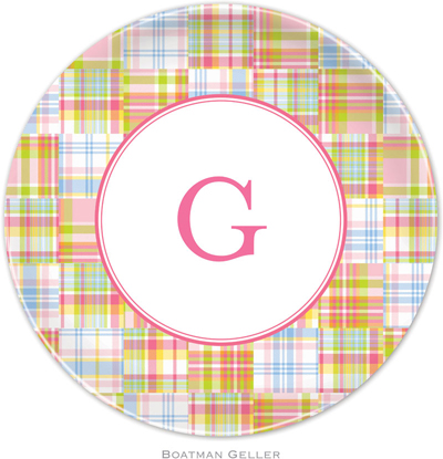 Boatman Geller - Personalized Melamine Plates (Madras Patch Pink)