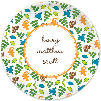 Boatman Geller - Personalized Melamine Plates (Folk Frogs Blue)