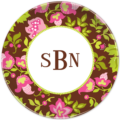Boatman Geller - Personalized Melamine Plates (Floral Brown)