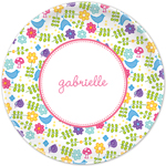 Boatman Geller - Personalized Melamine Plates (Folk Flowers Pink)