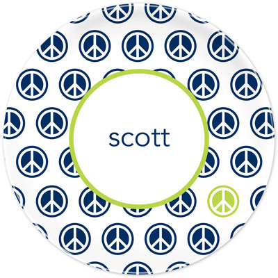 Boatman Geller - Personalized Melamine Plates (Peace Repeat Navy) Boatman Geller - Personalized Melamine Plates (Peace Repeat Navy)