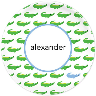 Boatman Geller - Personalized Melamine Plates (Alligator Repeat Blue)
