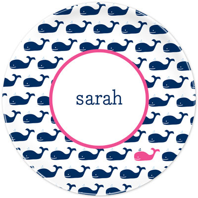 Boatman Geller - Personalized Melamine Plates (Whale Repeat Navy)