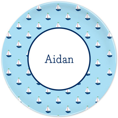 Boatman Geller - Personalized Melamine Plates (Little Sailboat)