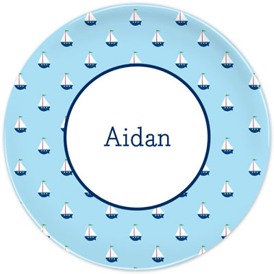 Boatman Geller - Personalized Melamine Plates (Little Sailboat) Boatman Geller - Personalized Melamine Plates (Little Sailboat)