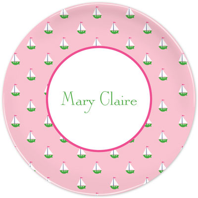 Boatman Geller - Personalized Melamine Plates (Little Sailboat Pink) Boatman Geller - Personalized Melamine Plates (Little Sailboat Pink)