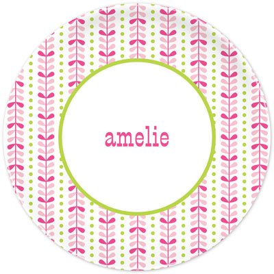 Boatman Geller - Personalized Melamine Plates (Bright Vine Pink and Green)