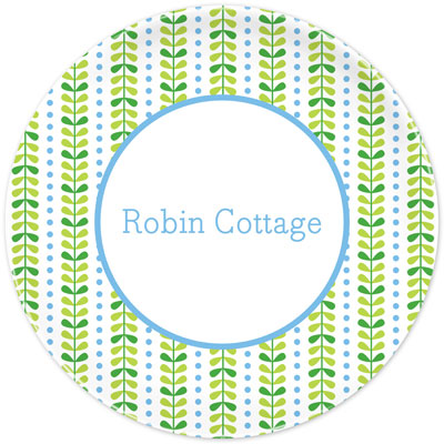Boatman Geller - Personalized Melamine Plates (Bright Vine Green and Blue) Boatman Geller - Personalized Melamine Plates (Bright Vine Green and Blue)