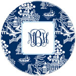 Boatman Geller - Personalized Melamine Plates (Chinoiserie Navy)