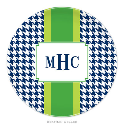 Boatman Geller - Personalized Melamine Plates (Alex Houndstooth Navy)