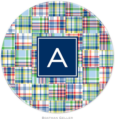 Boatman Geller - Personalized Melamine Plates (Madras Patch Blue Preset) Boatman Geller - Personalized Melamine Plates (Madras Patch Blue Preset)