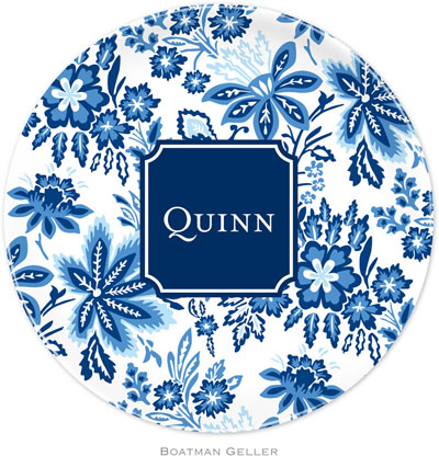 Boatman Geller - Personalized Melamine Plates (Classic Floral Blue Preset)