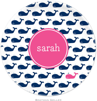 Boatman Geller - Personalized Melamine Plates (Whale Repeat Navy Preset)