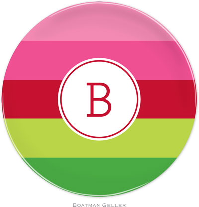 Boatman Geller - Personalized Melamine Plates (Bold Stripe Pink & Green - Holiday) Boatman Geller - Personalized Melamine Plates (Bold Stripe Pink & Green - Holiday)