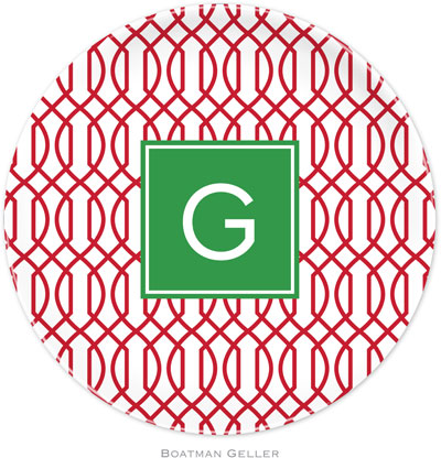 Boatman Geller - Personalized Melamine Plates (Trellis Reverse Cherry Preset - Holiday)