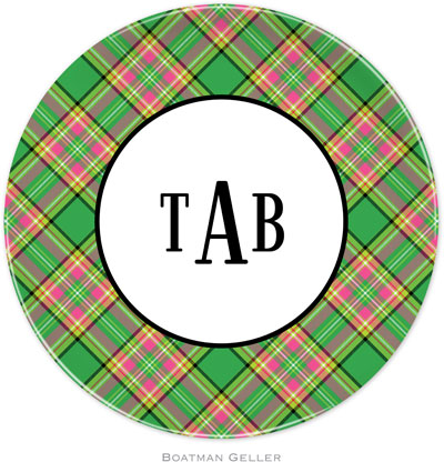 Boatman Geller - Personalized Melamine Plates (Preppy Plaid - Holiday)