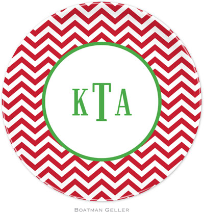Boatman Geller - Personalized Melamine Plates (Chevron Red - Holiday) Boatman Geller - Personalized Melamine Plates (Chevron Red - Holiday)