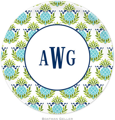 Boatman Geller - Personalized Melamine Plates (Pineapple Repeat Teal) Boatman Geller - Personalized Melamine Plates (Pineapple Repeat Teal)