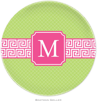 Boatman Geller - Personalized Melamine Plates (Greek Key Band Pink Preset) Boatman Geller - Personalized Melamine Plates (Greek Key Band Pink Preset)