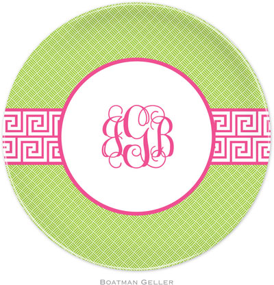 Boatman Geller - Personalized Melamine Plates (Greek Key Band Pink) Boatman Geller - Personalized Melamine Plates (Greek Key Band Pink)