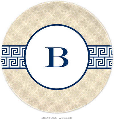Boatman Geller - Personalized Melamine Plates (Greek Key Band Navy) Boatman Geller - Personalized Melamine Plates (Greek Key Band Navy)