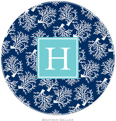 Boatman Geller - Personalized Melamine Plates (Coral Repeat Navy Preset)