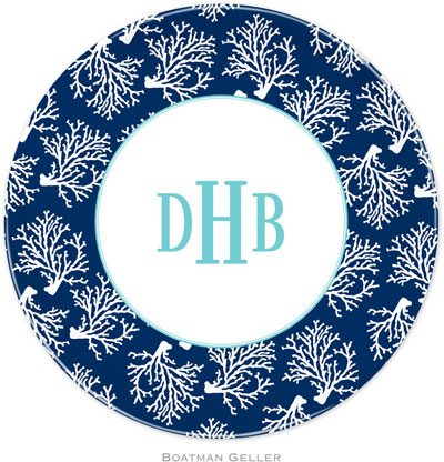Boatman Geller - Personalized Melamine Plates (Coral Repeat Navy) Boatman Geller - Personalized Melamine Plates (Coral Repeat Navy)