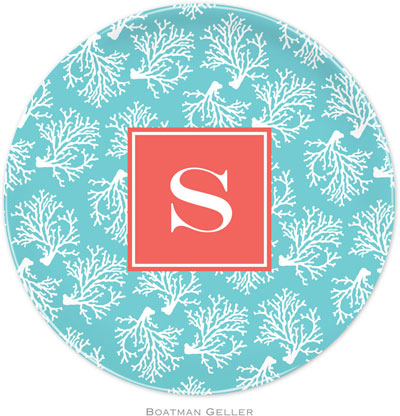 Boatman Geller - Personalized Melamine Plates (Coral Repeat Teal Preset) Boatman Geller - Personalized Melamine Plates (Coral Repeat Teal Preset)