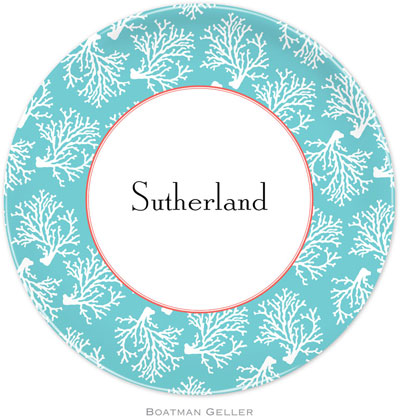 Boatman Geller - Personalized Melamine Plates (Coral Repeat Teal)