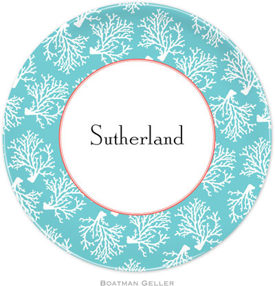 Boatman Geller - Personalized Melamine Plates (Coral Repeat Teal) Boatman Geller - Personalized Melamine Plates (Coral Repeat Teal)