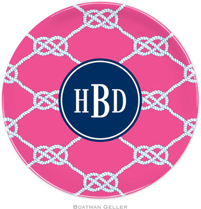 Boatman Geller - Personalized Melamine Plates (Nautical Knot Raspberry Preset)