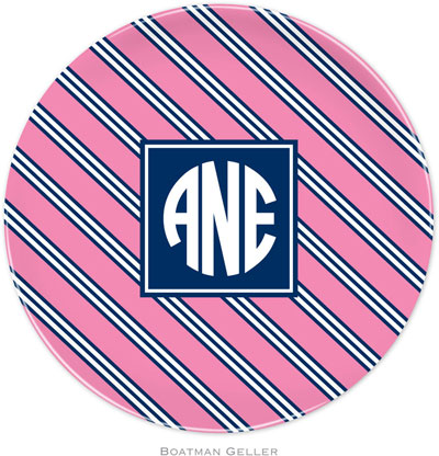 Boatman Geller - Personalized Melamine Plates (Repp Tie Pink & Navy Preset) Boatman Geller - Personalized Melamine Plates (Repp Tie Pink & Navy Preset)