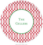Boatman Geller - Personalized Melamine Plates (Trellis Reverse Cherry - Holiday)