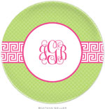 Boatman Geller - Personalized Melamine Plates (Greek Key Band Pink)