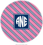 Boatman Geller - Personalized Melamine Plates (Repp Tie Pink & Navy Preset)