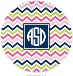 Boatman Geller - Personalized Melamine Plates (Chevron Pink Navy & Lime Preset)