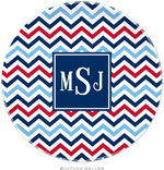 Boatman Geller - Personalized Melamine Plates (Chevron Blue & Red Preset)